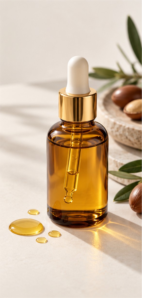 Illustration indicative d’une huile de soin en flacon compte-gouttes